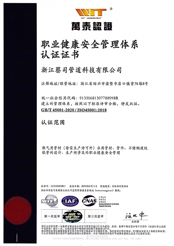 職業健康安（ān）全管理體係認證